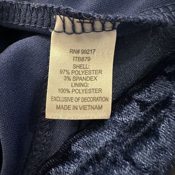 Charming Charlie Floral Applique Crushed Velvet Cami Tank Top Blue Womens Large - Picture 9 of 14